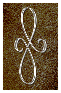 DF35T 601 SL SH BR Silver Scroll Shimmer Brown Background